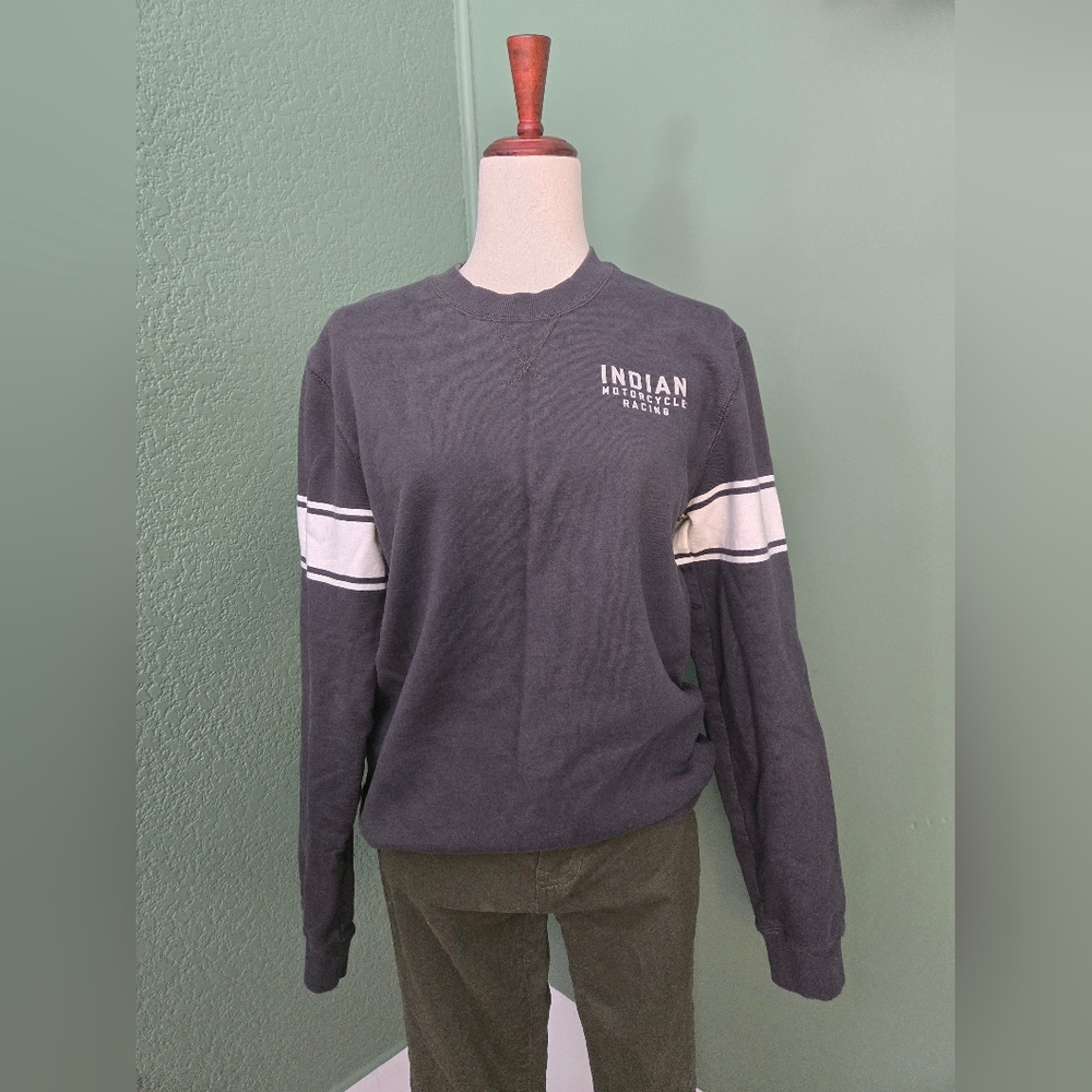 Gray Indian Motorcycle Racing Crewneck Sweater Small